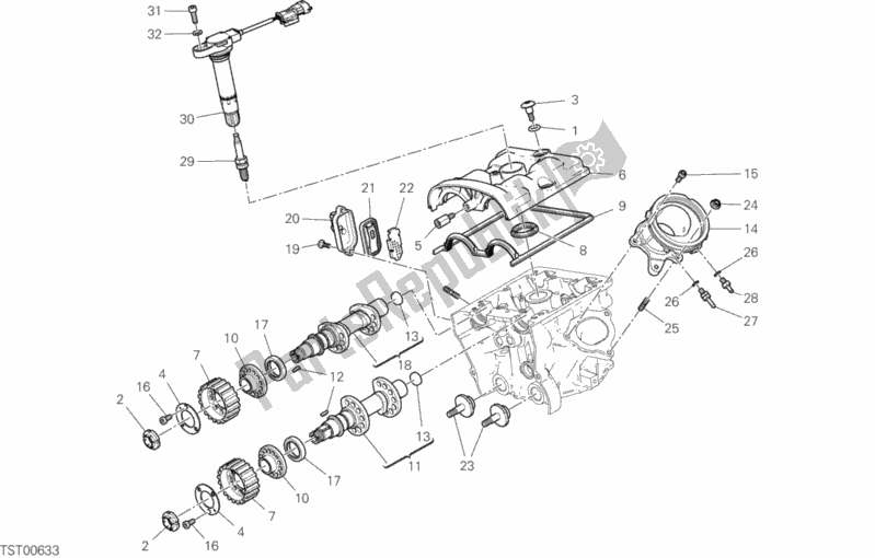 All parts for the Vertical Cylinder Head - Timing of the Ducati Hypermotard 950 Thailand 2020
